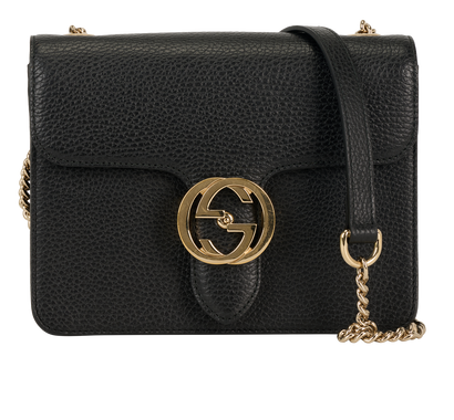 Interlocking G Crossbody, &pound;495, Handbags, Black, Leather, Front view
